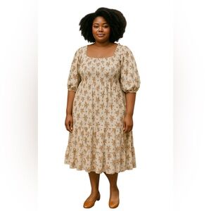 Torrid Tan Sundress with Bishop Sleeves and Scoop Neck Size 2X NWT Milk Maid